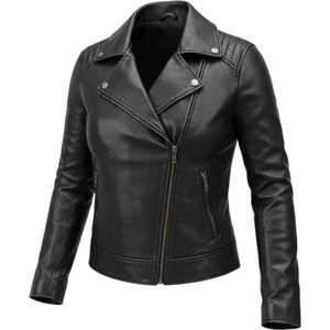 Whet Blu Womens Black Leather Moto Biker Jacket Asymmetrical Zip Size XL NEW